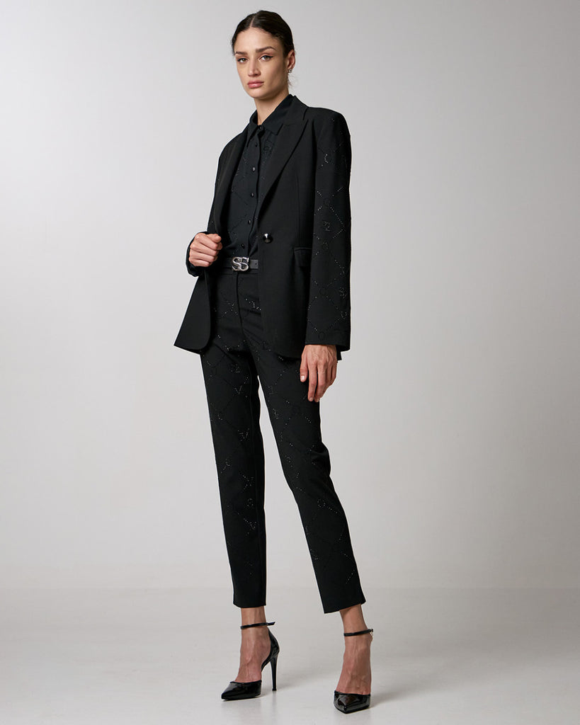 Access Fashion Straight-leg Rhinestones Trousers