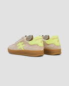 Another Trend Iconic Beige Lace-up Trainers With Yellow Heel