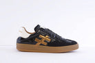 Another Trend black and bronze low profile retro trainers side profile