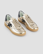 Another Trend Gold/Black Sporty Leather Trainers With Laces