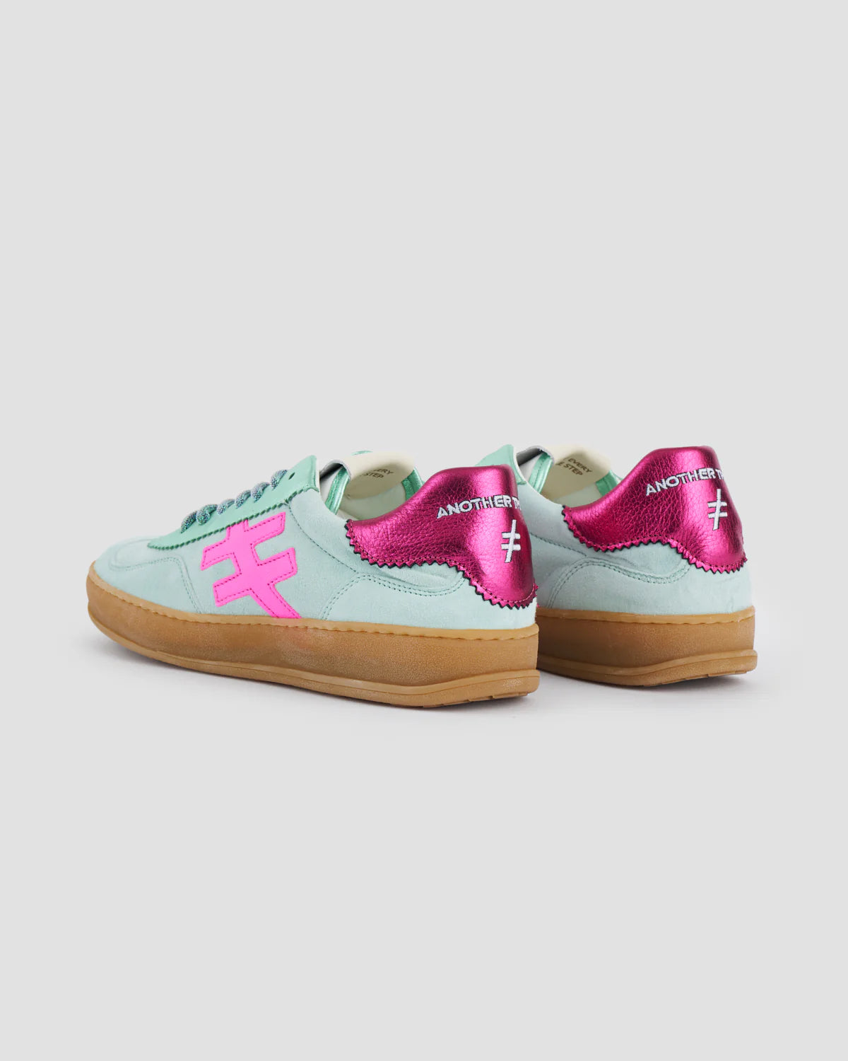 Another Trend Mint/Pink Sporty Leather Trainers