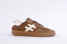 Another Trend tan and white low profile retro trainers side profile