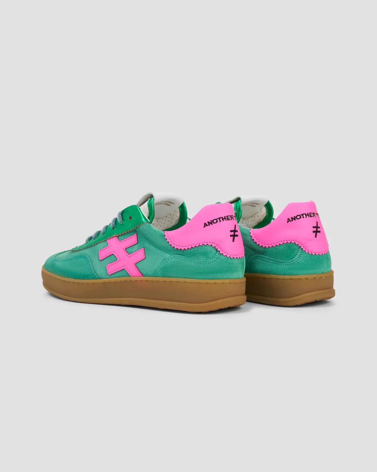 Another Trend Vibrant Green & Bright Pink Sporty Trainers