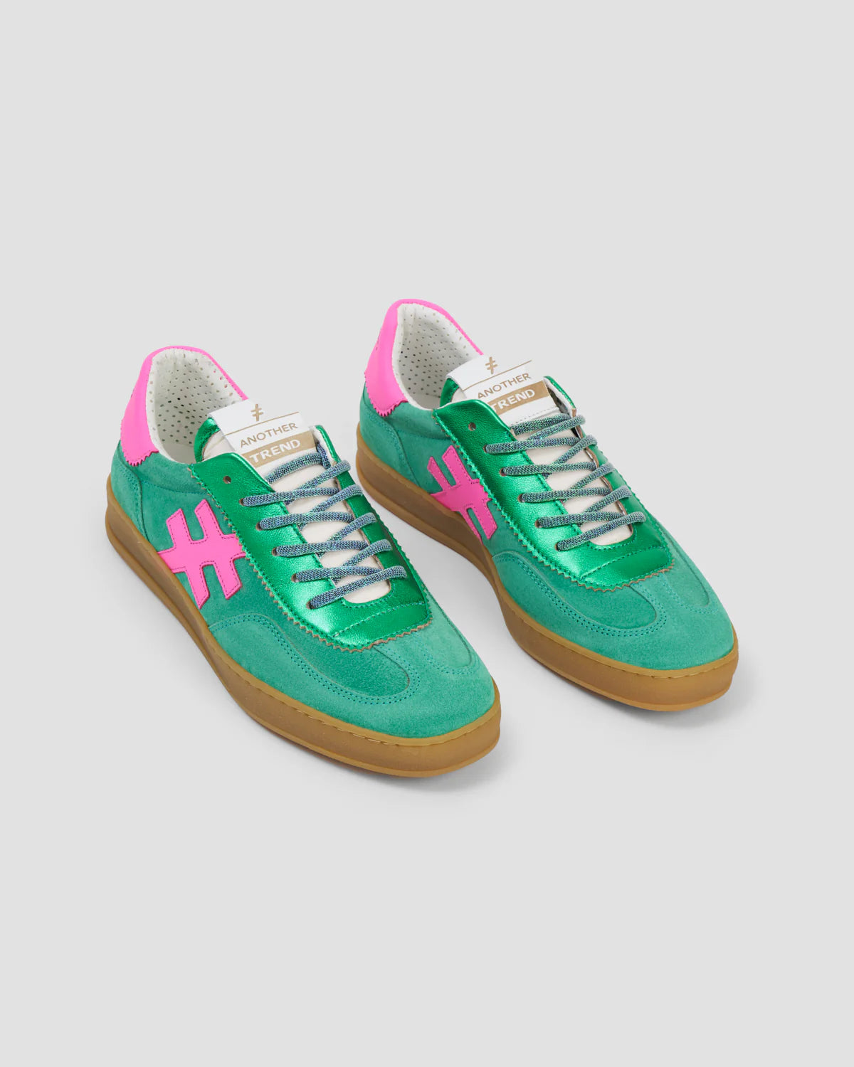 Another Trend Vibrant Green & Barbie Pink Sporty Trainers