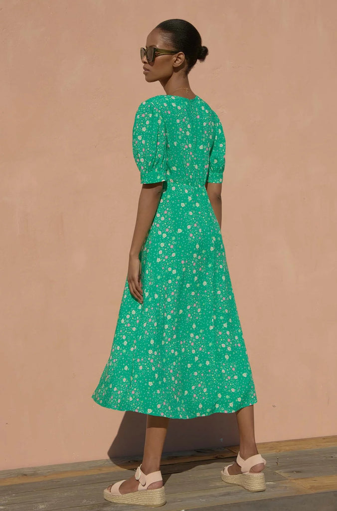 Aspiga Anne Green Ditzy Floral Button Midi Dress From The Back