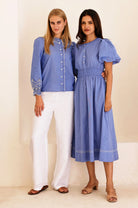 Aspiga embroidered cotton shirt with shoulder detail