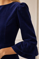 Aspiga Elizabeth Atlantic Blue dress – double ruffle cuff detail