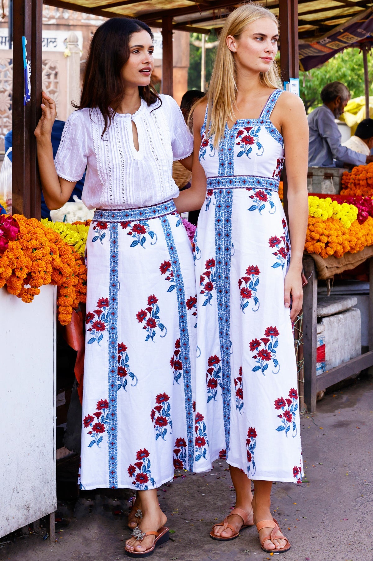     Florrie floral midi skirt paired outfit summer styling