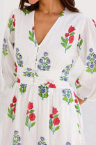 Aspiga floral print midi dress V neckline detail
