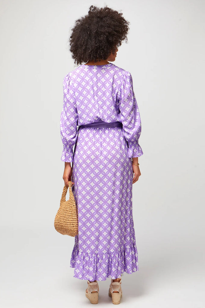 Aspiga Maeve Lavender Tile Print Midi Dress From The Back