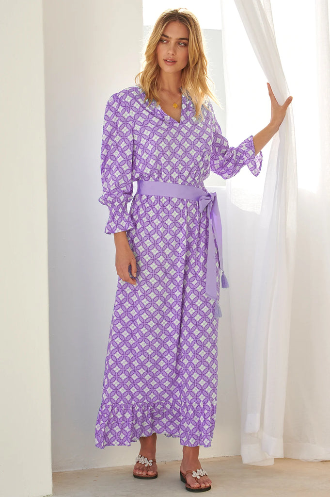 Aspiga Maeve Lavender Tile Print Midi Dress