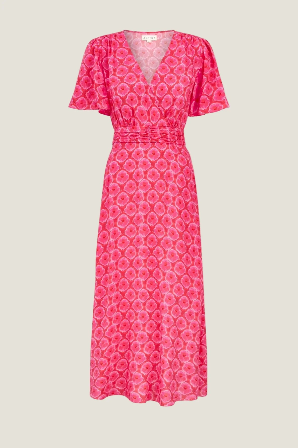 Aspiga pink printed summer midi dress