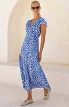 Aspiga Sophie cornflower blue printed midi dress side view