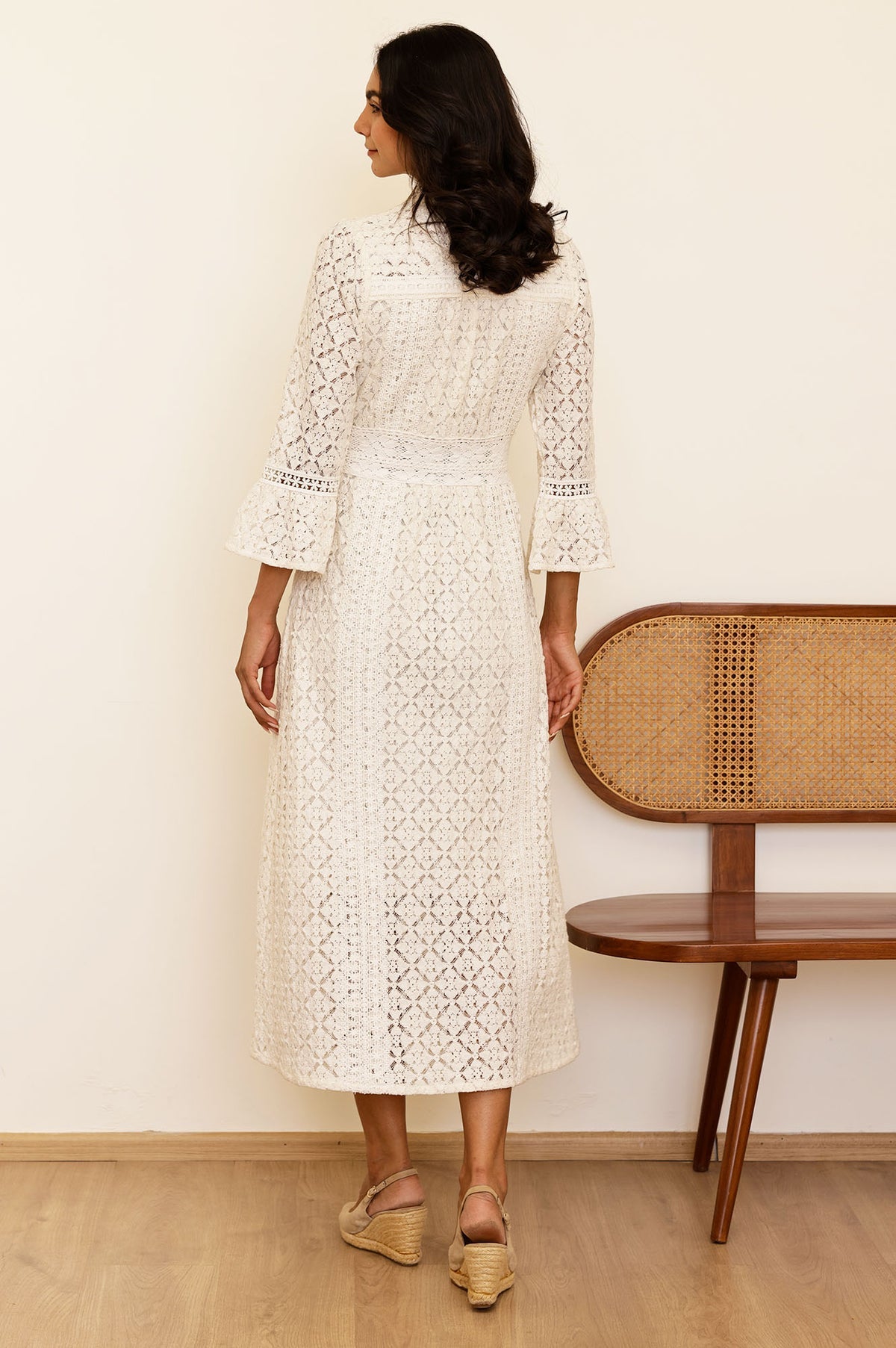 Aspiga Thea cotton lace midi dress back view