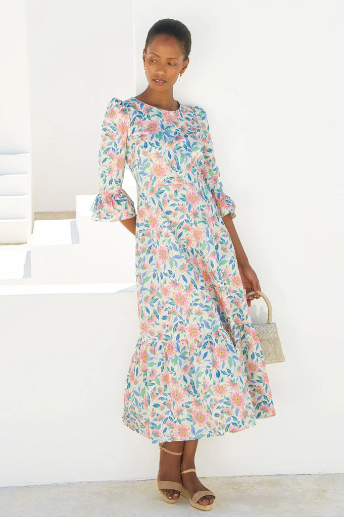Aspiga Victoria Round Neck Floral Print Cotton Summer Dress