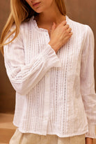 Aspiga Vienna long sleeve lace cotton blouse detail