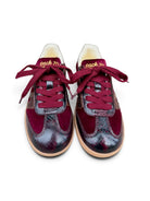 Back 70 Cloud V103 burgundy retro trainers front view