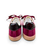 Back 70 Cloud burgundy velvet trainers snake-effect heel detail