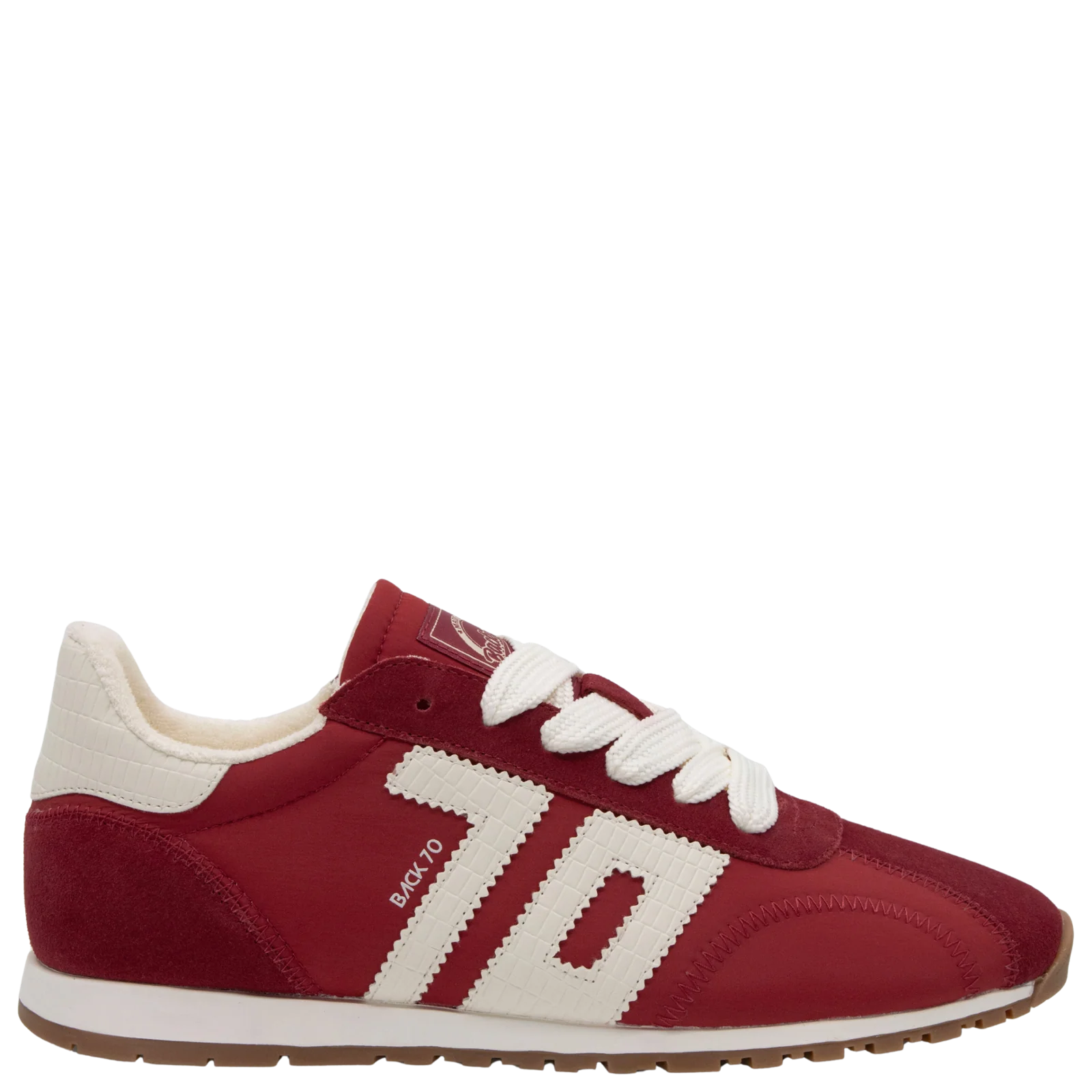     Back 70 Asian red and white retro trainers side view
