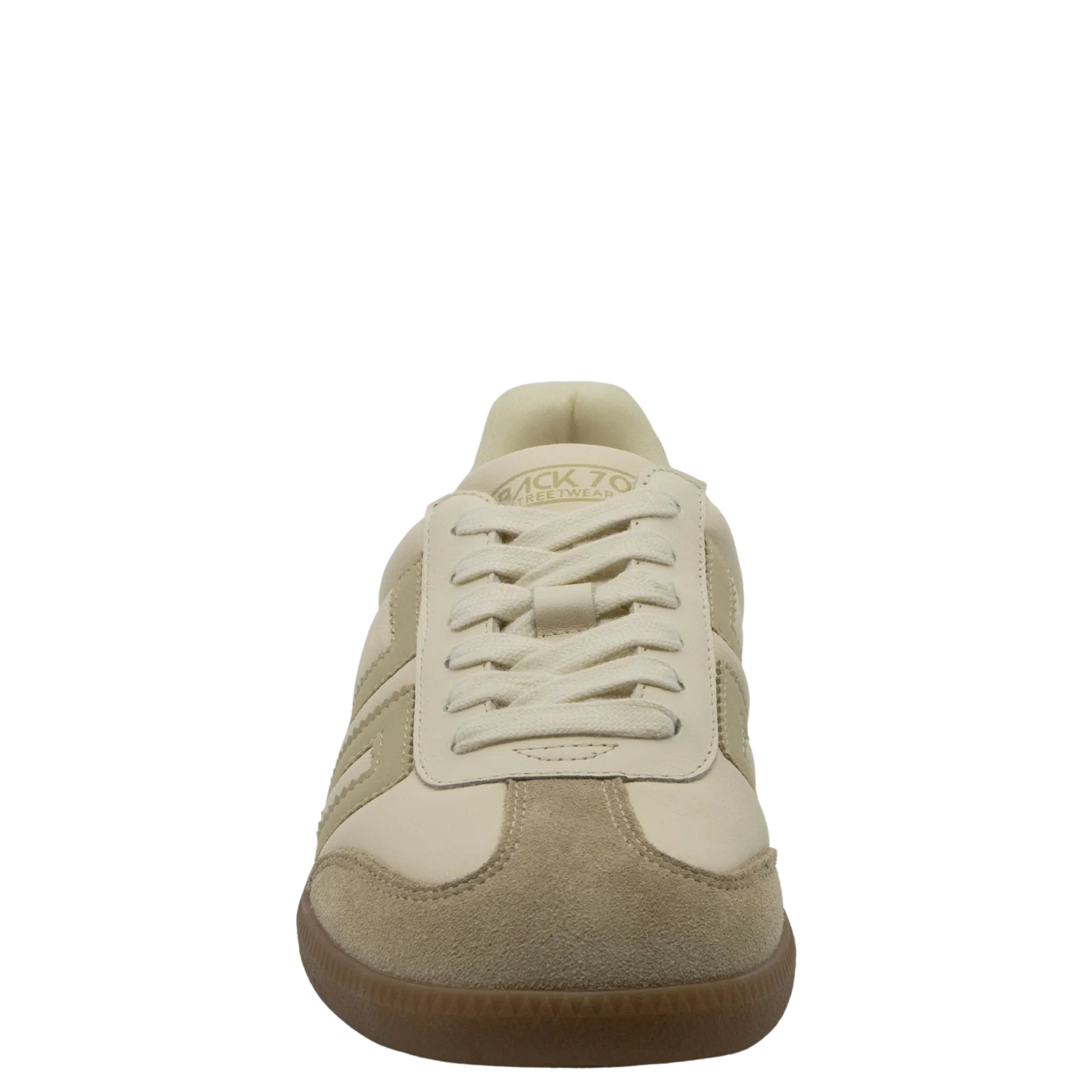 Back 70 Cloud D26 cream beige retro trainers front view