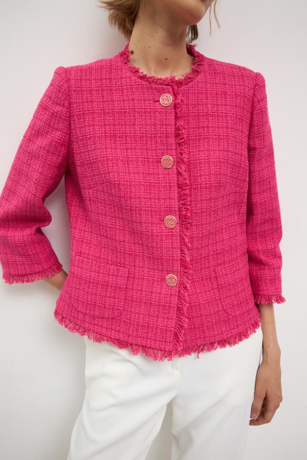 Bariloche Ainsa pink jacket sleeve fringe detail