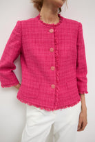 Bariloche Ainsa pink jacket sleeve fringe detail