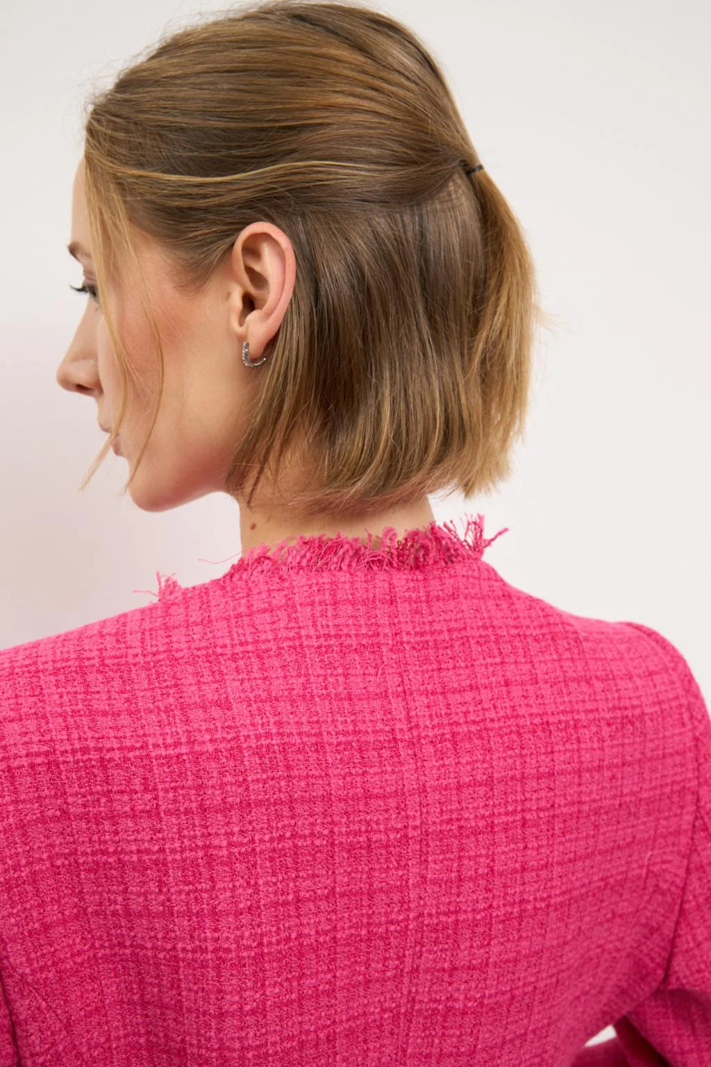 Bariloche Ainsa pink bouclé jacket back