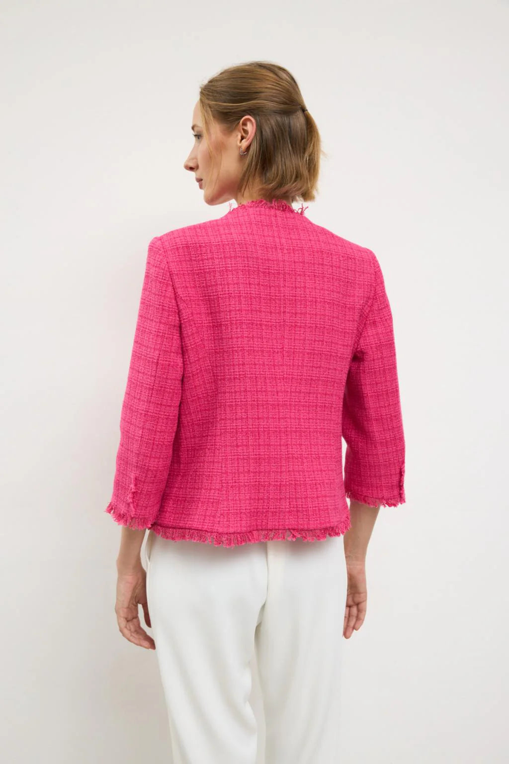 Bariloche Ainsa pink tweed jacket back view