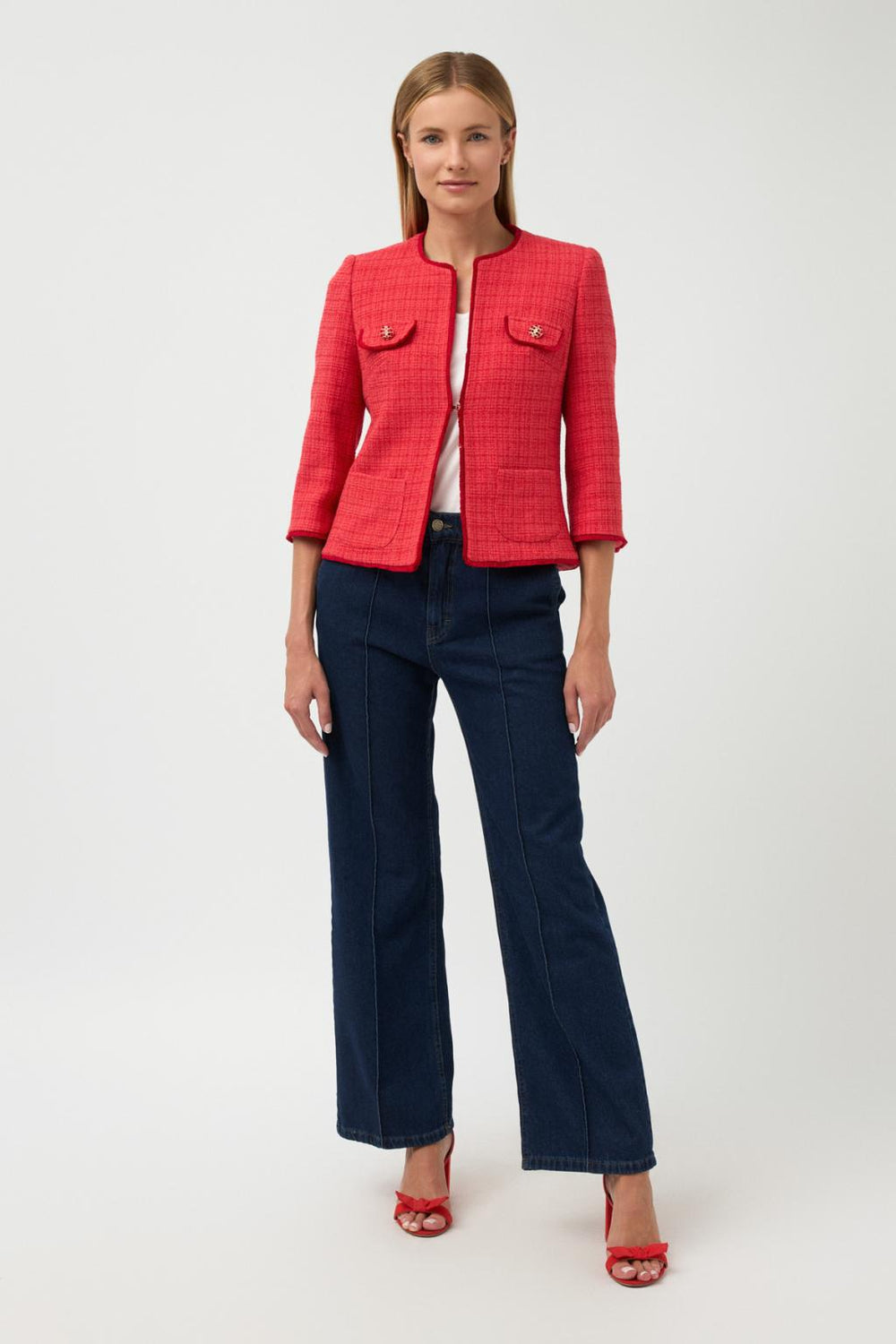 Bariloche Brillo Tweed Style Boucle Jacket In Red 