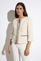 Bariloche Carrascal tweed fringed jacket cream check front view