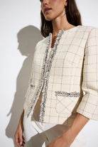 Bariloche Carrascal cream check tweed jacket angled view