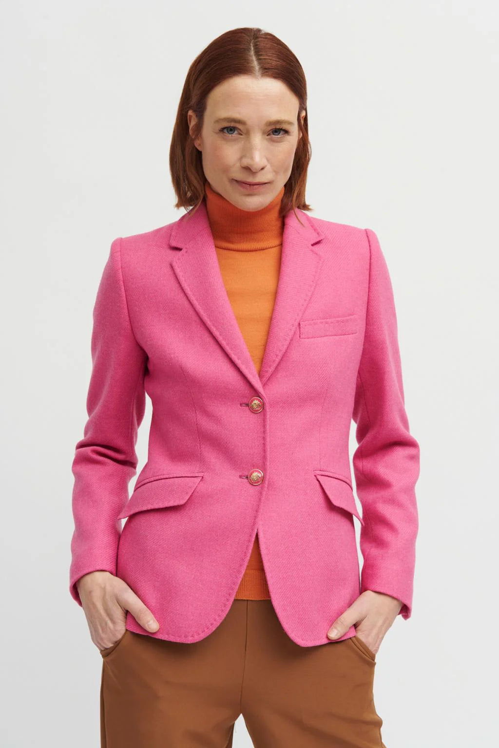 Bariloche Castellon Slim Fit Tweed Blazer Pink Blue Blazers for Women Ribbon Rouge Boutiques