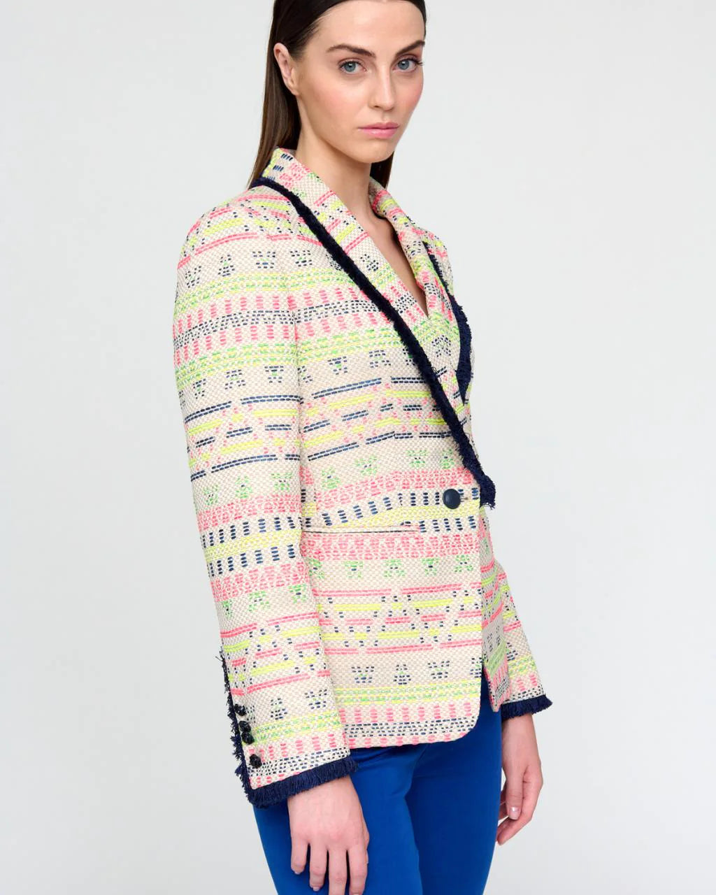 Bariloche Cortegana Tweed Style Ethnic Print Blazer