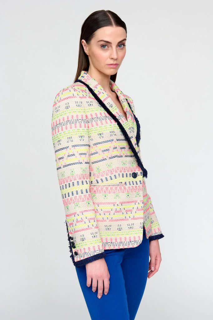 Bariloche Cortegana Tweed Style Ethnic Print Blazer