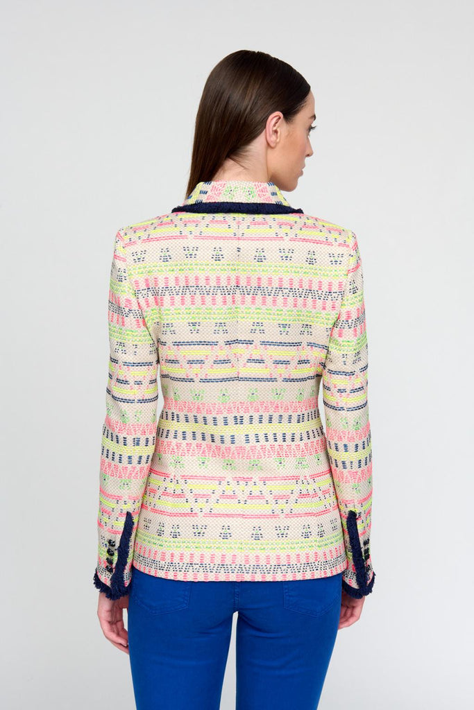 Bariloche Cortegana Tweed Style Ethnic Print Blazer From The Back