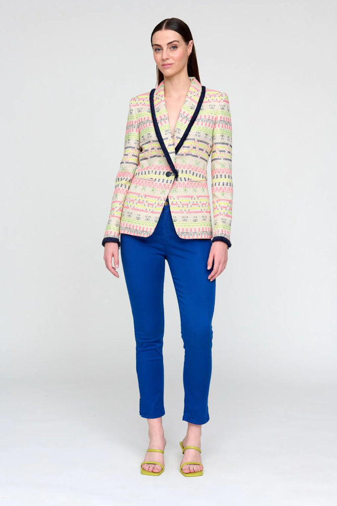 Bariloche Cortegana Multi-coloured Tweed Style Ethnic Print Blazer