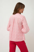 Bariloche Esparta Pink Paisley Print Split Neck Blouse From The Back