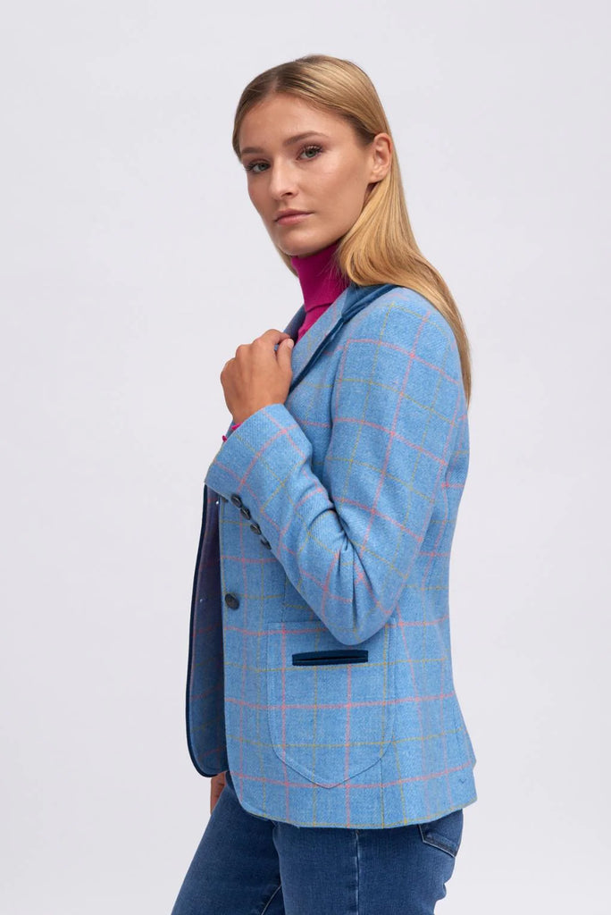 Bariloche Frechilla Blue Check Tweed Blazer From The Side