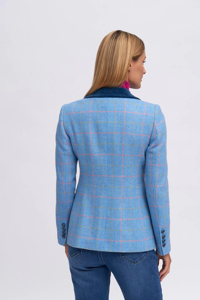 Bariloche Frechilla Blue Check Tweed Blazer From The Back