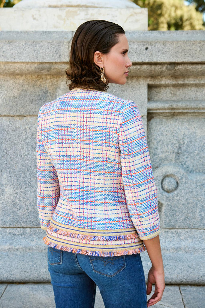 Bariloche Granjuela Tweed Style Frilled Hem Jacket From The Back