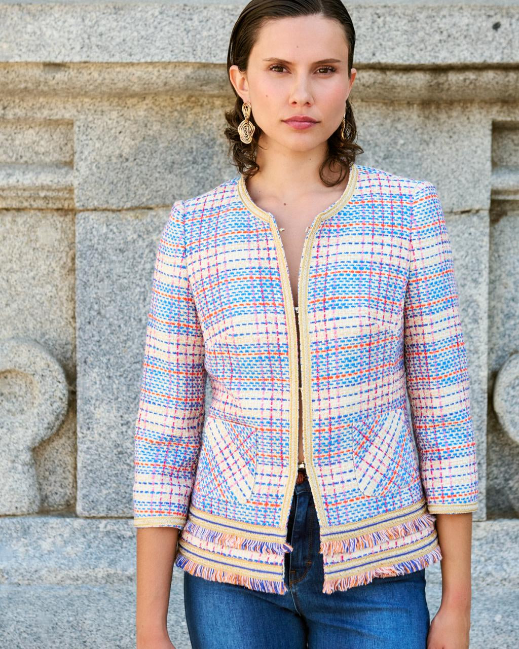 Bariloche Granjuela Tweed Style Frilled Hem Jacket