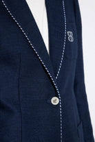 Bariloche Hidra navy blazer jewelled button closure