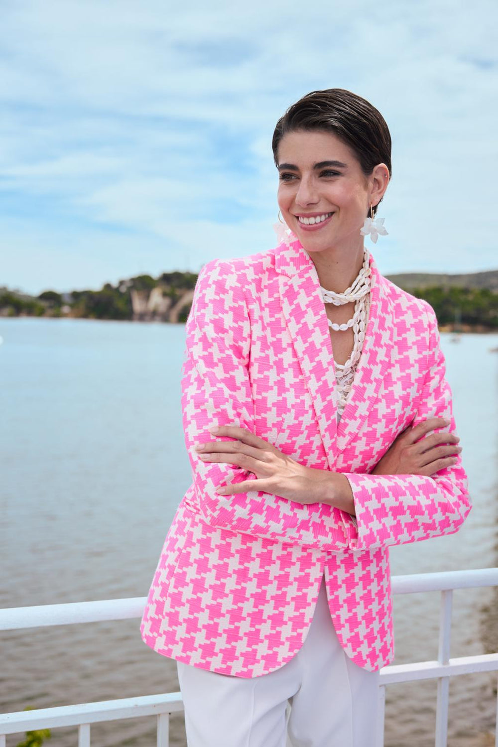 Bariloche Junco Pink Houndstooth Blazer