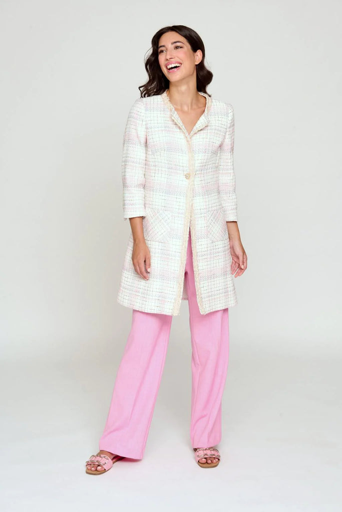 Bariloche Landas Long Pink Tweed Style Blazer Jacket 