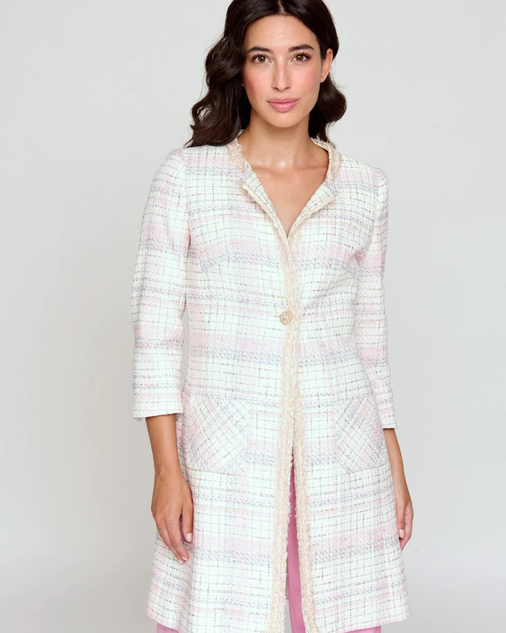 Bariloche Landas Long Pink Tweed Style Jacket