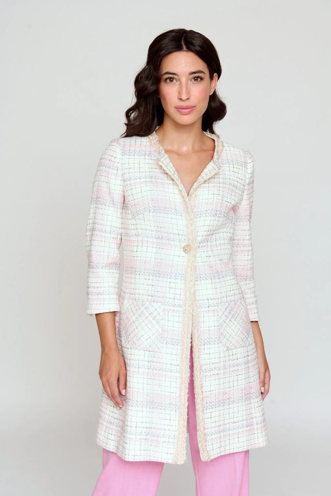 Bariloche Landas Long Pink Tweed Style Jacket