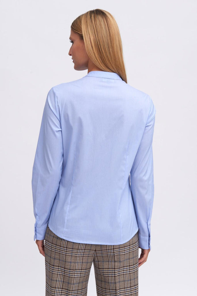 Bariloche Luxor Blue Ruffle Shirt From The Back 