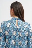 Bariloche Madrid Blue/White Tile Print Blouse - Back