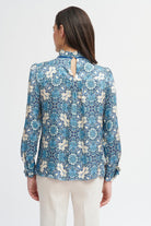 Bariloche Madrid Blue/White Tile Print Blouse From The Back