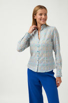 Bariloche Majada Ethnic Print Ruffle Collar Blouse